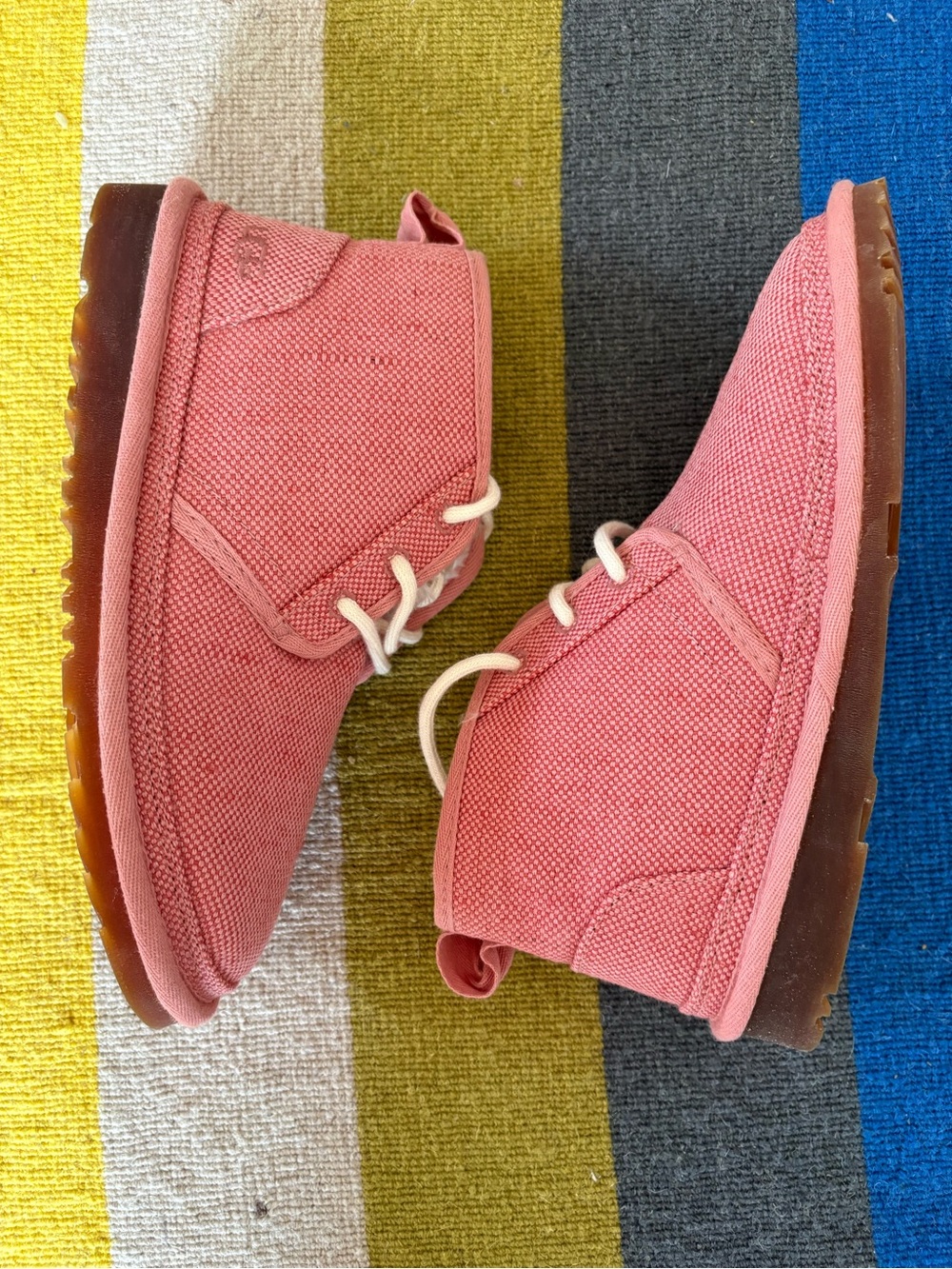 NEW UGG Neumel Chukka Pink Lace-Up Canvas Boots